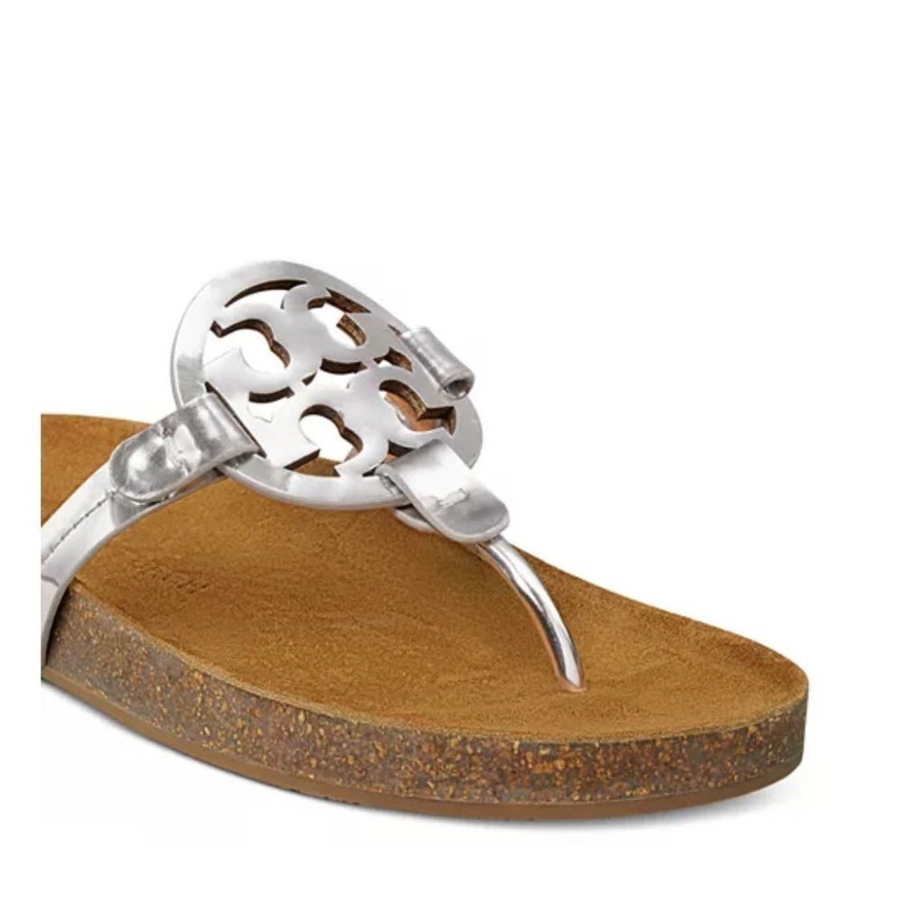 New Tory Burch Miller Cloud Metallic Leather Thong Sandals Size 7.5 NWT - Picture 2 of 6